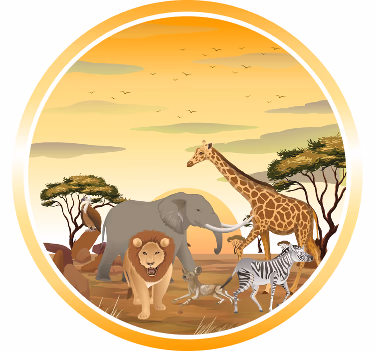 Afrikai állatok növényekkel gyerekeknek redőnyök - TenStickers