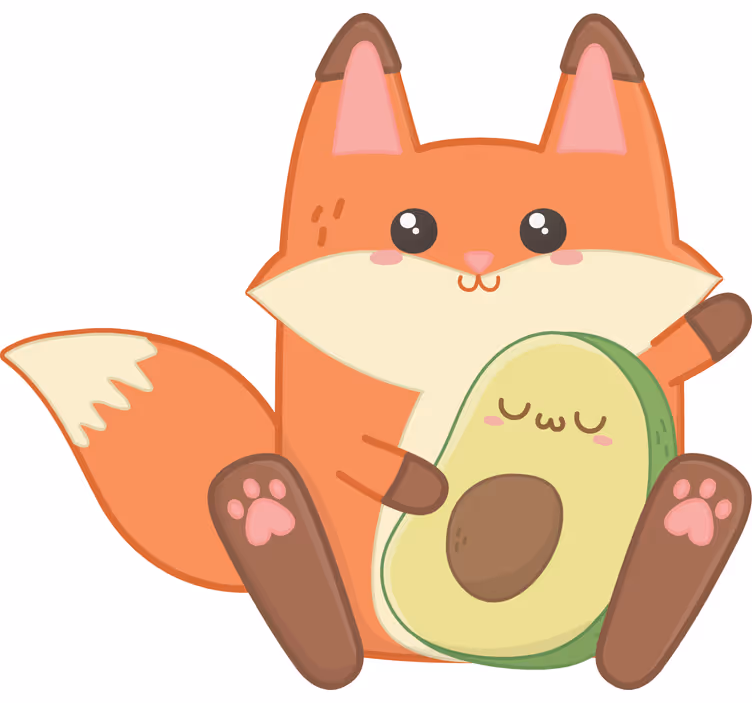 Kawaii róka avokádóval redőnyök gyerekeknek - TenStickers