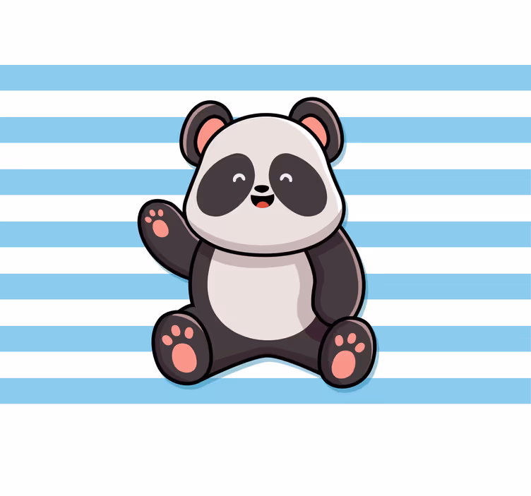 Boldog panda csíkos háttérrel - redőnyök szórakozás - TenStickers