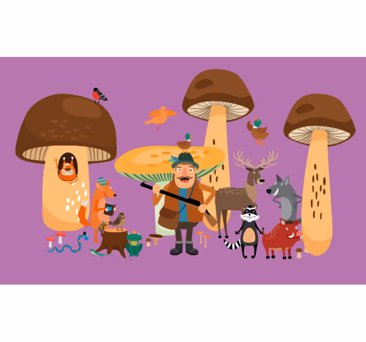 Redőnyök szórakozás - madarak a gombás erdőben - TenStickers