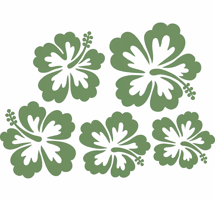 Virágos redőnyök zöld hibiszkusz siluettje - TenStickers