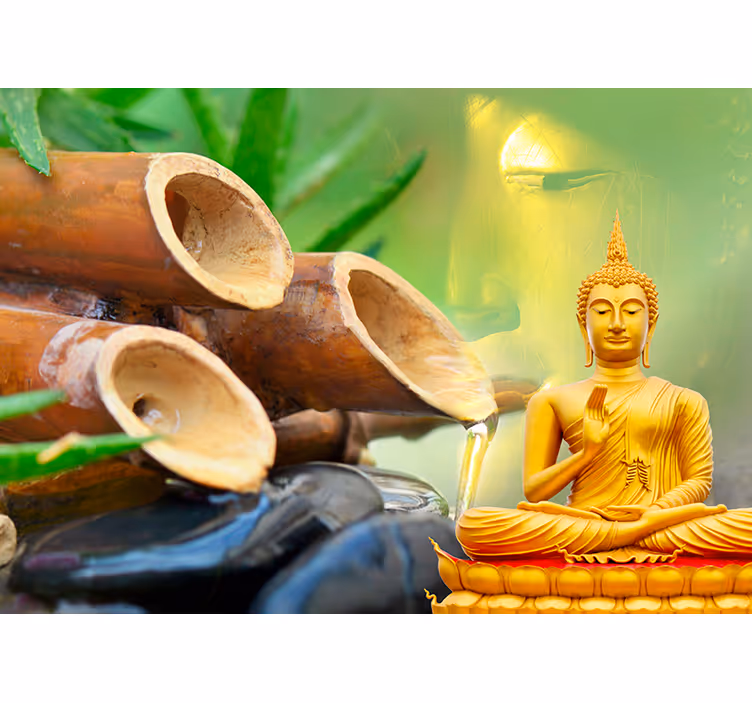 Buda arany fotófal vízi náddal - redőnyök zen - TenStickers