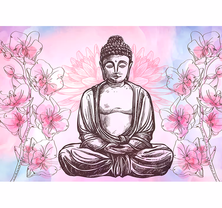 Buddha virágos harmónia redőnyök zen - TenStickers