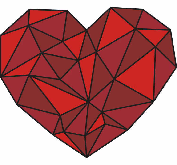 Piros redőnyök geometrikus szívvel - TenStickers