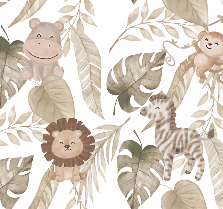 Beige dzsungelmintás redőnyök óvoda - TenStickers