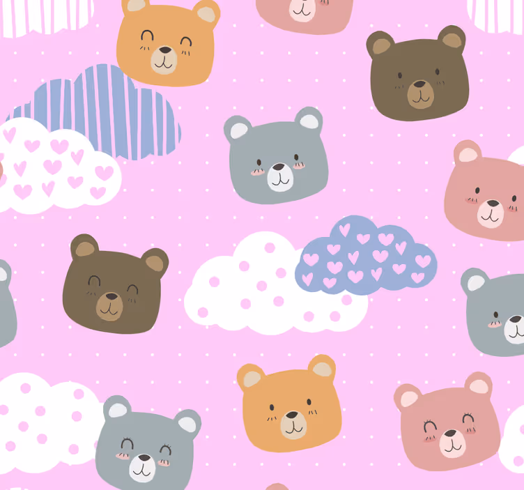 Minimalista medve mosoly rózsaszín háttér - redőnyök óvoda - TenStickers