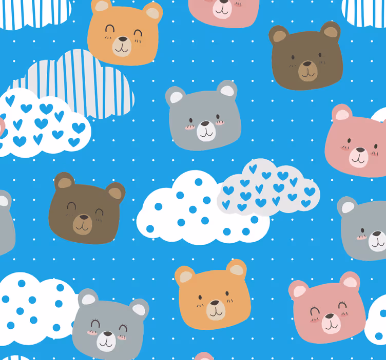 Minimalista medve mosoly kék háttér - redőnyök óvoda - TenStickers