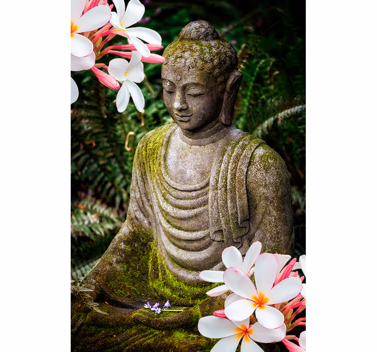 Virágos zöld buddha zen Rolók - TenStickers