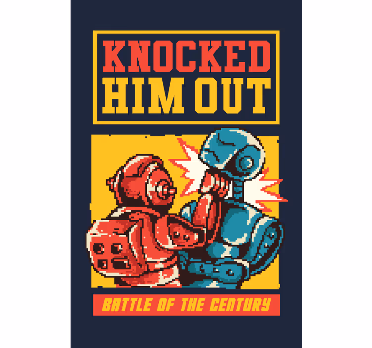 Robot bokszmérkőzés Redőnyök kockafej - TenStickers