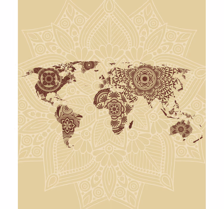 Világtérkép mandala stílusú elegáns Sávroló - TenStickers