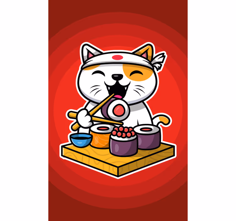 Boldog macska sushi redőnyök állatok - TenStickers