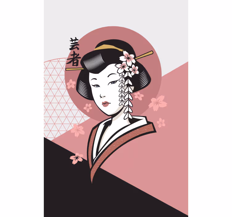 Elegáns japán nő redőnyök rajzokkal - TenStickers
