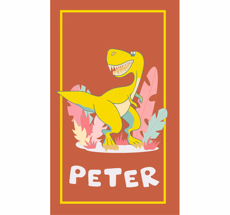 Sárga t-rex névvel Redőnyök dinoszaurusz - TenStickers