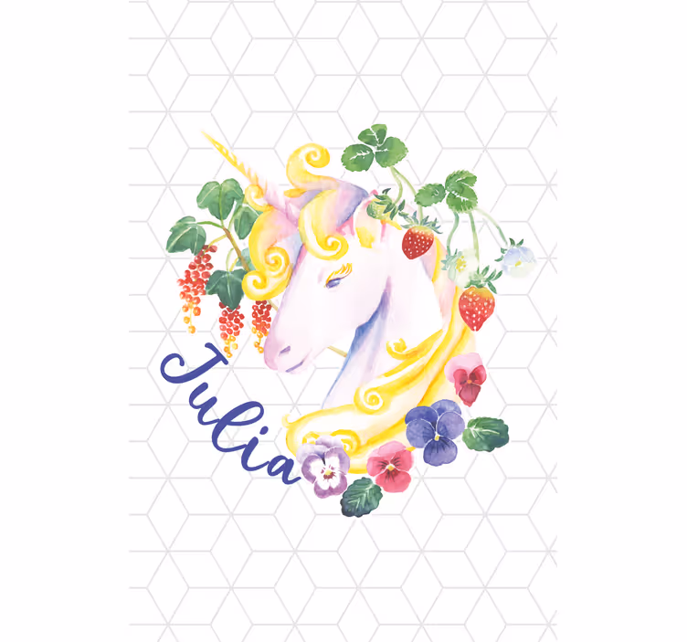 Virágos unikornis névvel Redőnyök gyerekek - TenStickers