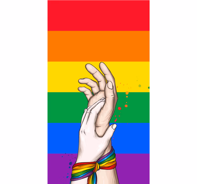Emberi kéz és lgbt szivárvány szalag más Sávroló - TenStickers