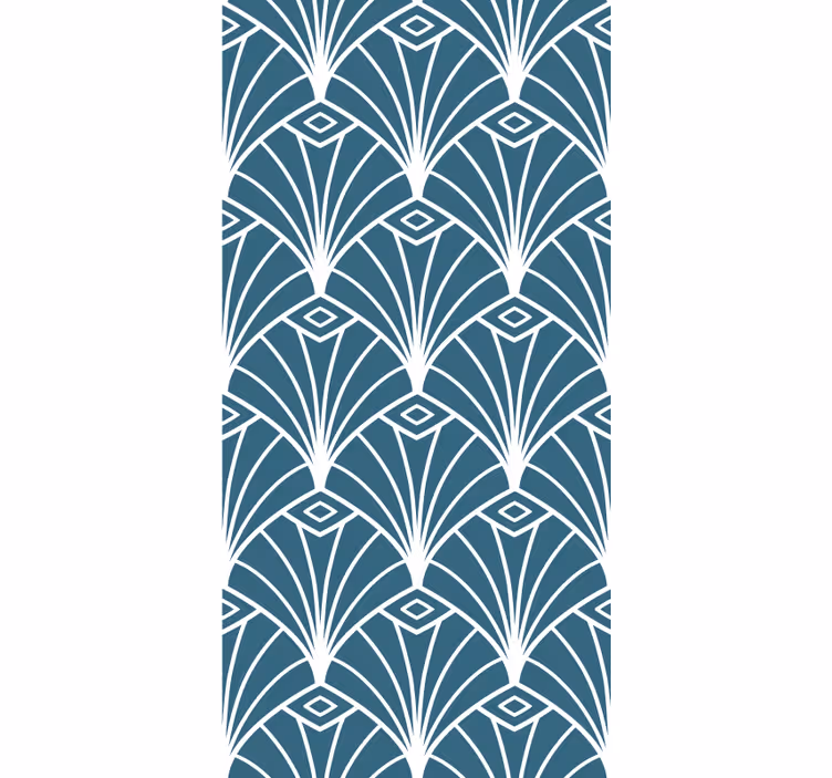 Kék-fehér "art deco" mintás elegáns roló - TenStickers