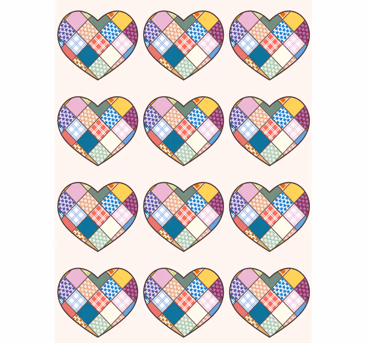 Színes patchwork szívek Redőnyök romantikus - TenStickers