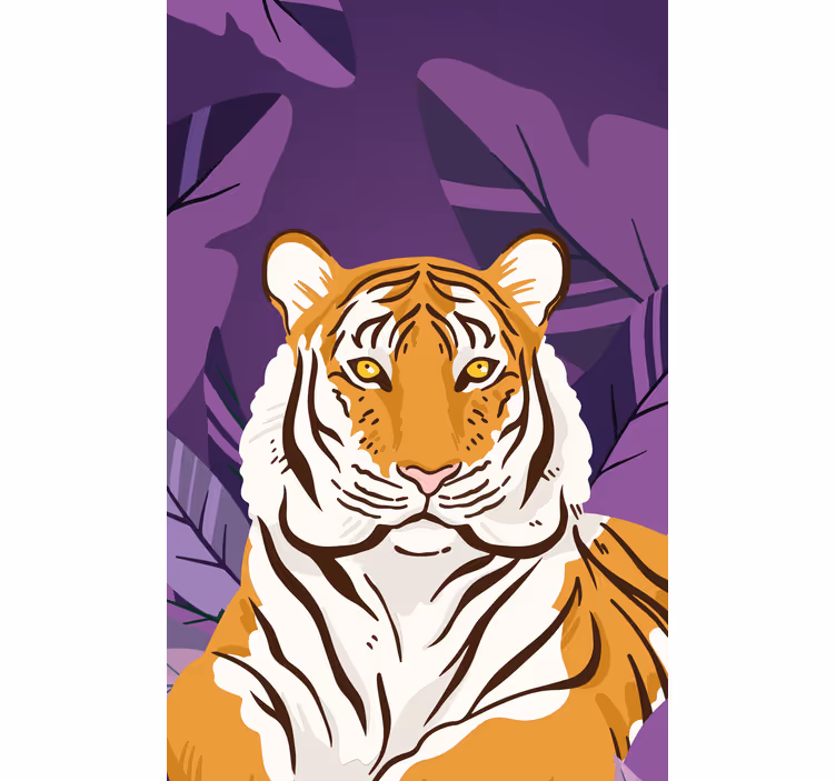Tigris portré levelekkel redőnyök állatok - TenStickers