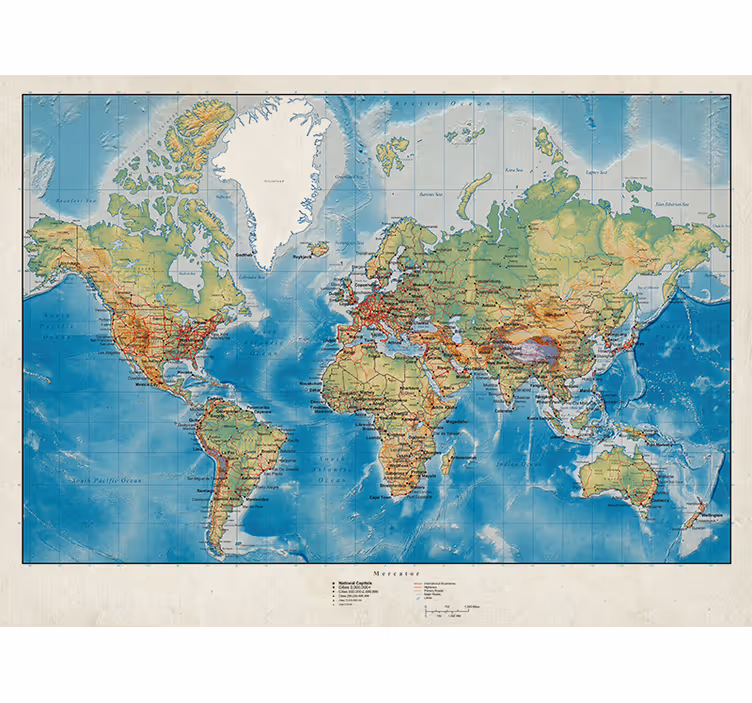 Redőnyök Világtérkép mercator - TenStickers