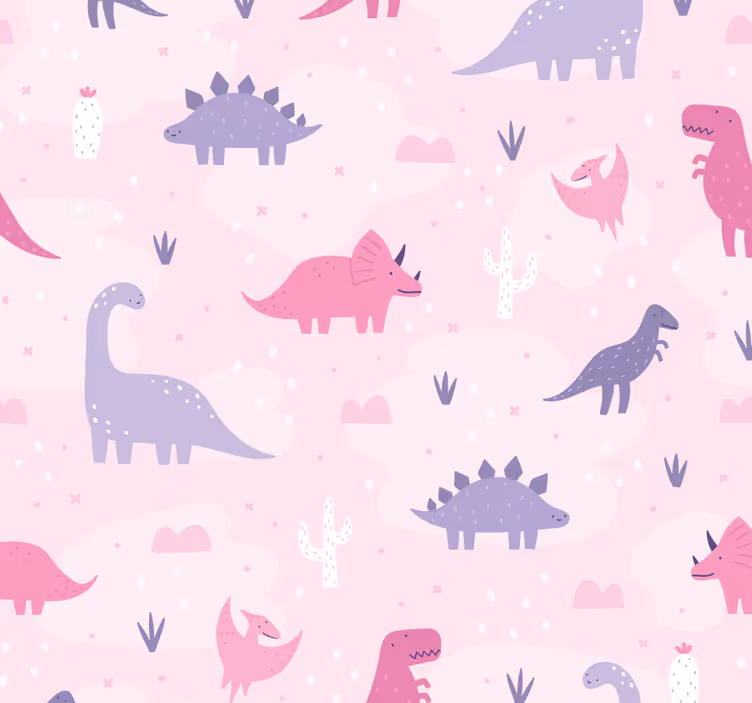 Redőnyök dinoszaurusz rózsaszín háttér - TenStickers