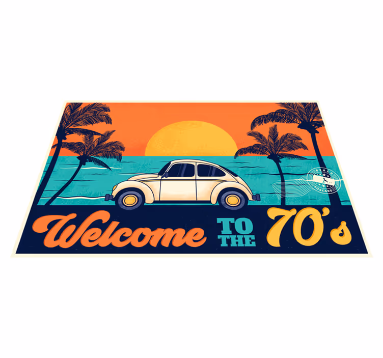 Elegáns tányéralátétek - retro 70-es tengerparti jelenet - TenStickers
