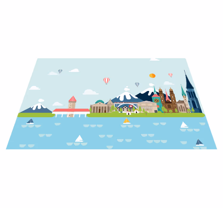 Eredeti tányéralátétek színes városkép jelenettel - TenStickers