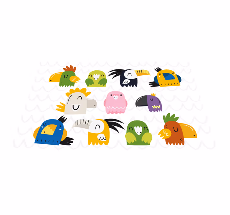 Színes madárfejek tányéralátétek gyermekeknek - TenStickers