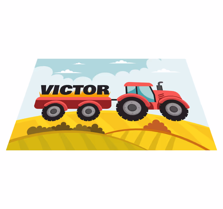 Színes traktor és név személyre szabott alátét - TenStickers