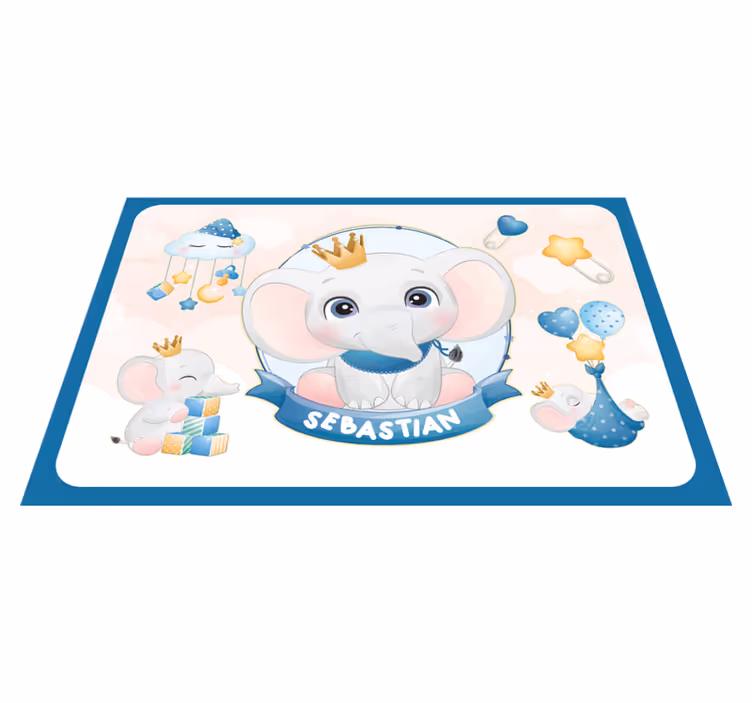 Cuki elefánt illusztrációs tányéralátétek gyermekeknek - TenStickers