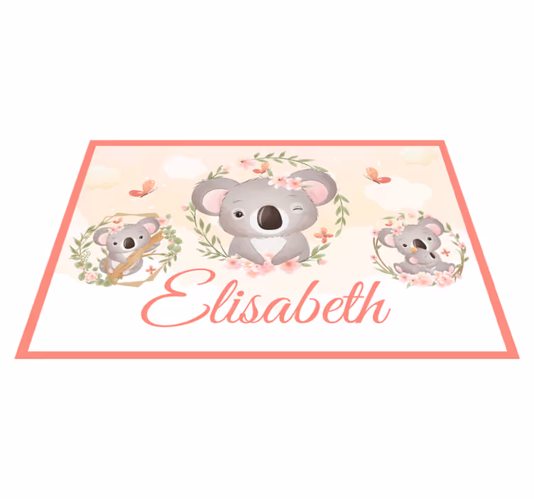 Aranyos állatok koala névvel gyermek alátétek - TenStickers