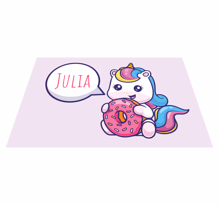 Tányéralátétek névvel unicorn egy sütivel - TenStickers