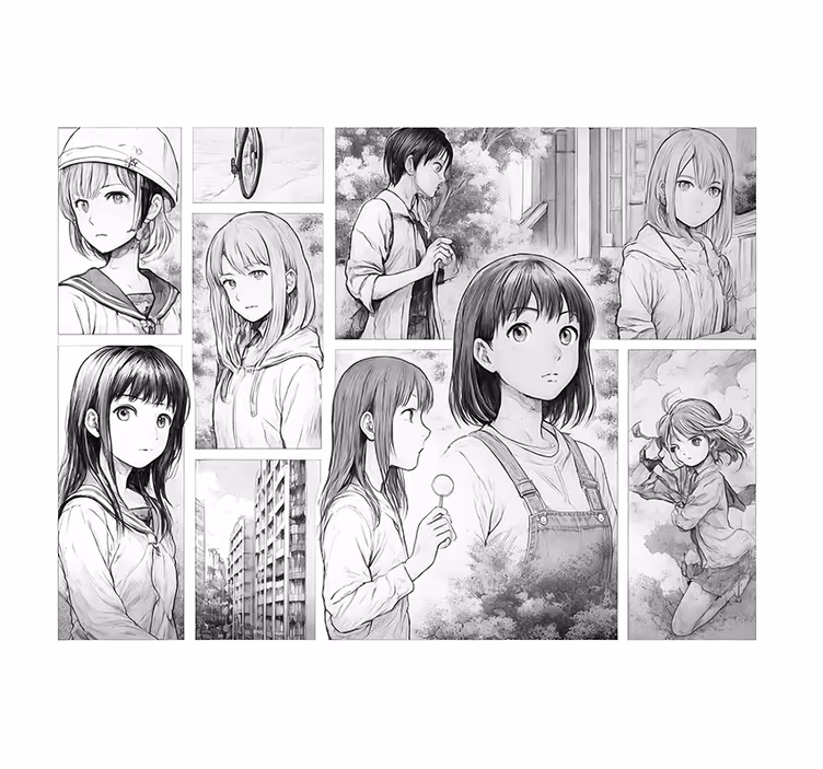 Fekete-fehér manga Falfestmény tini hálószoba - TenStickers