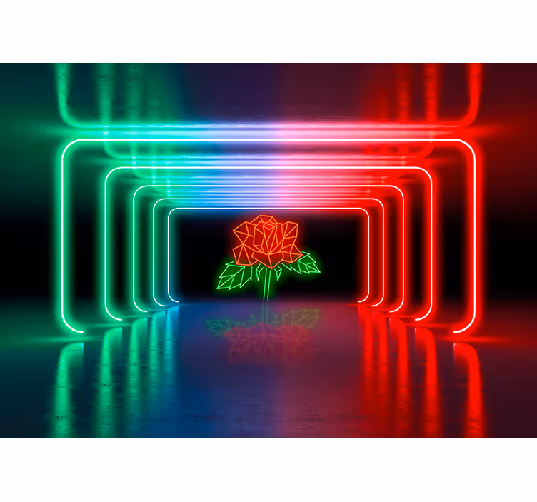 Neon rózsa 3d hatású falfestmény - TenStickers