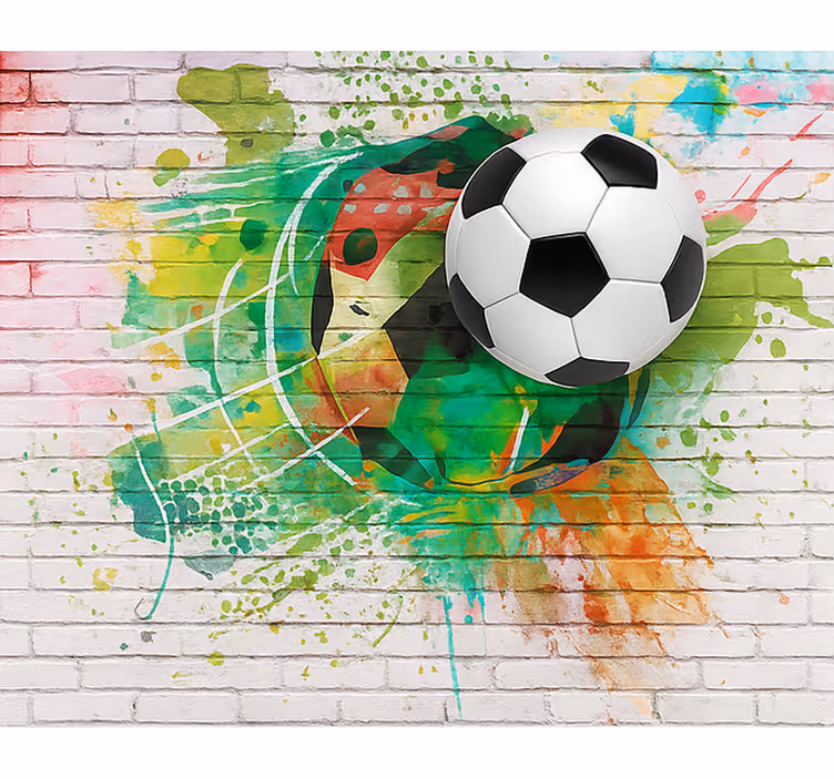 Többszínű futballlabda Falfestmény tini hálószoba - TenStickers
