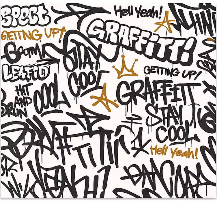 Fekete-fehér graffiti Falfestmény tini hálószoba - TenStickers