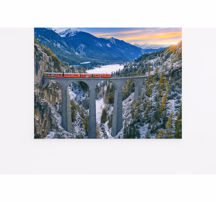Svájci vonat a landwasser viadukton Hegyi falfestmények - TenStickers