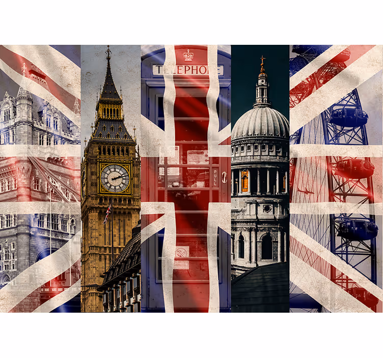 Londoni ikonok kollázsa Nappali fototapéta - TenStickers