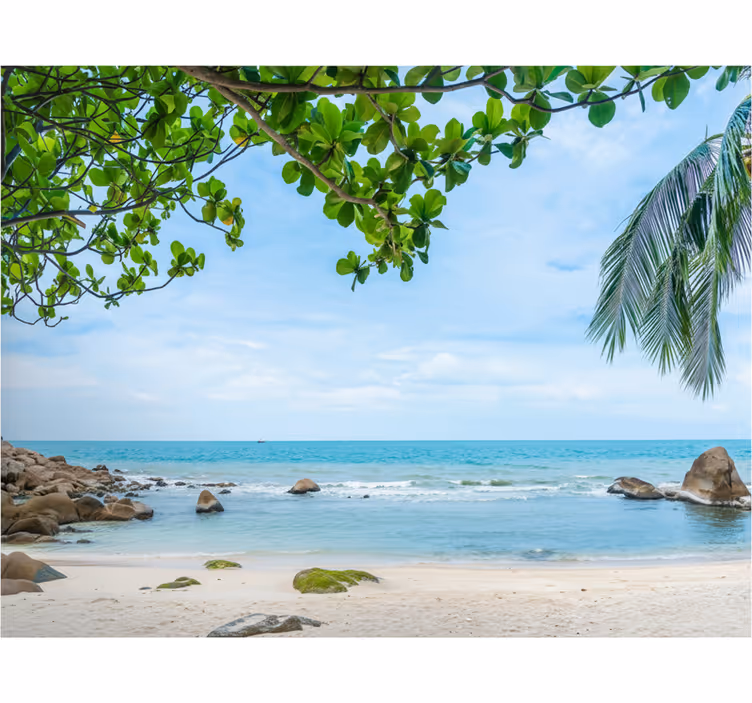 Tropical beach view fotomural fürdőszoba - TenStickers