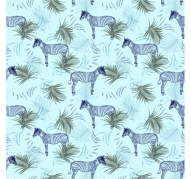 Afrikai stílusú falfestmények zebra kék pálma mintával - TenStickers