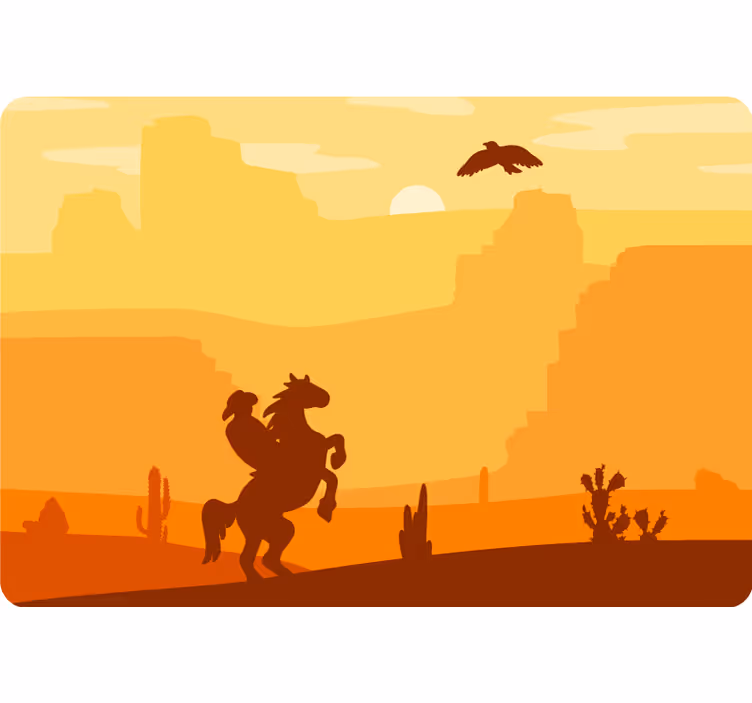 Sivatagi falfestmények cowboy táj laptophoz - TenStickers