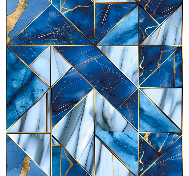 Geometrikus kék márvány aranyhatással - fotomural konyha - TenStickers