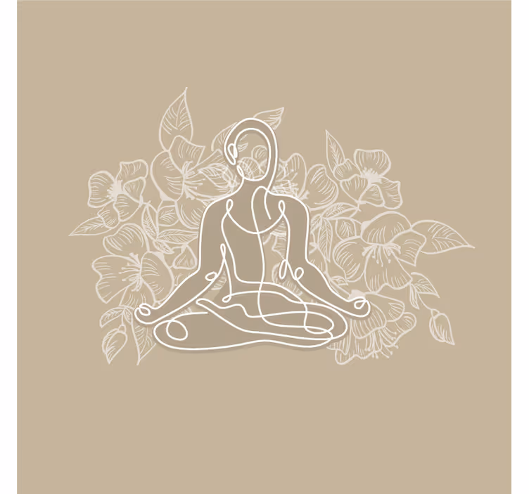 Bézs falfestmények meditáló nő jógaszőnyeg - TenStickers