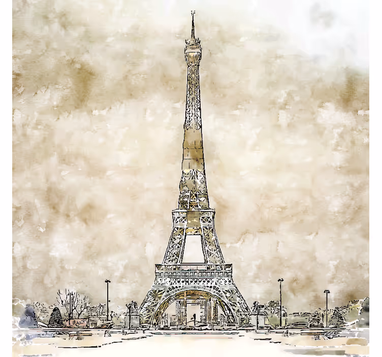 Bézs falfestmények - vízfestmény eiffel-toronyról - TenStickers
