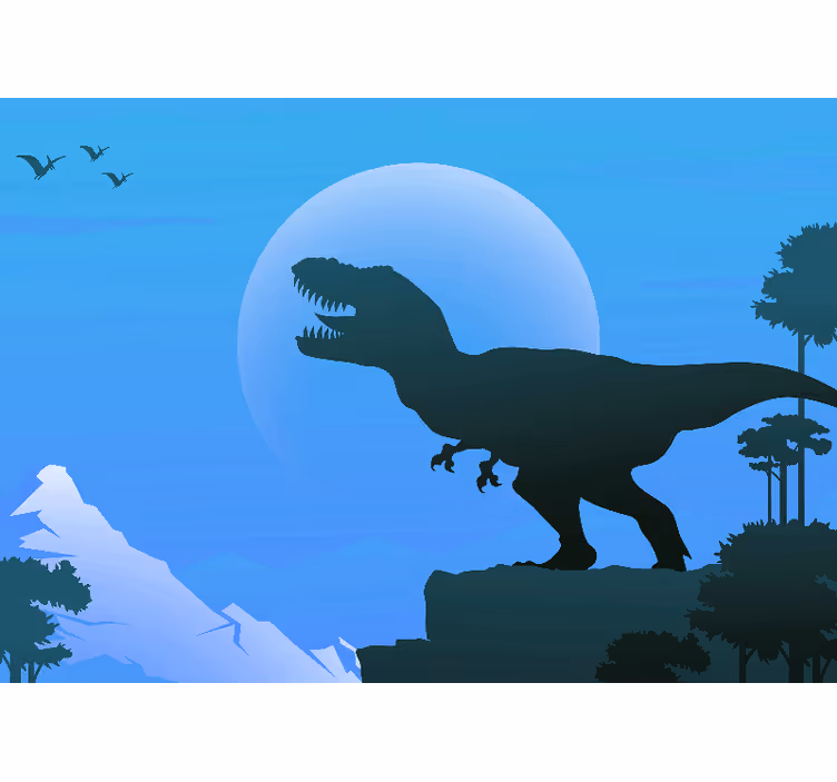 Kék falfestmények - mérges t-rex ordít - TenStickers