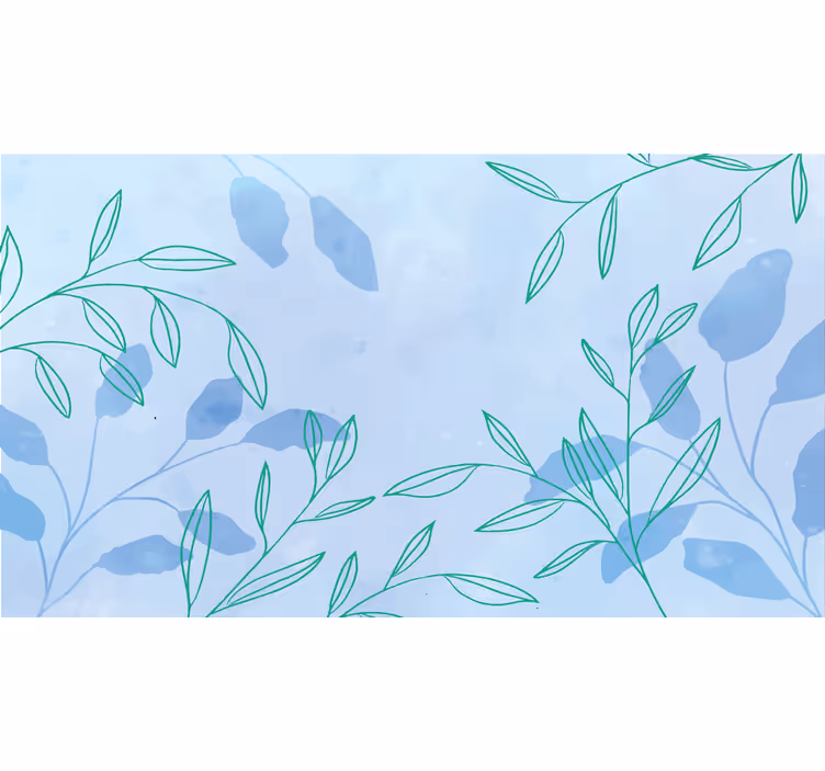 Vízcolor elegáns levelek kék falfestmények - TenStickers