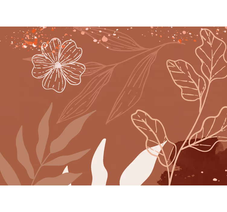 Minimalista levelek mintázat falfestmények terracotta - TenStickers