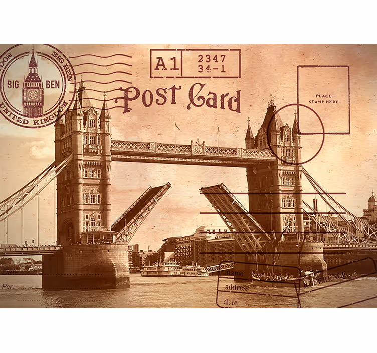 Vintage londoni képeslap Londoni fototapéta - TenStickers