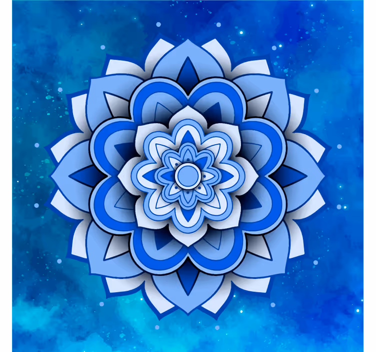Kék falfestmények - kék virágos mandala - TenStickers