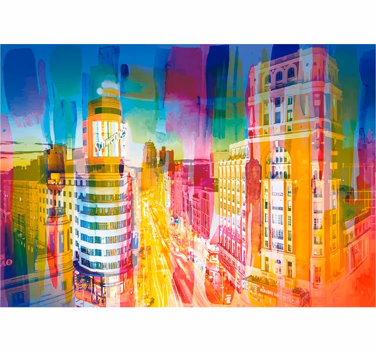 Színes gran via madrid város falfestménye - TenStickers