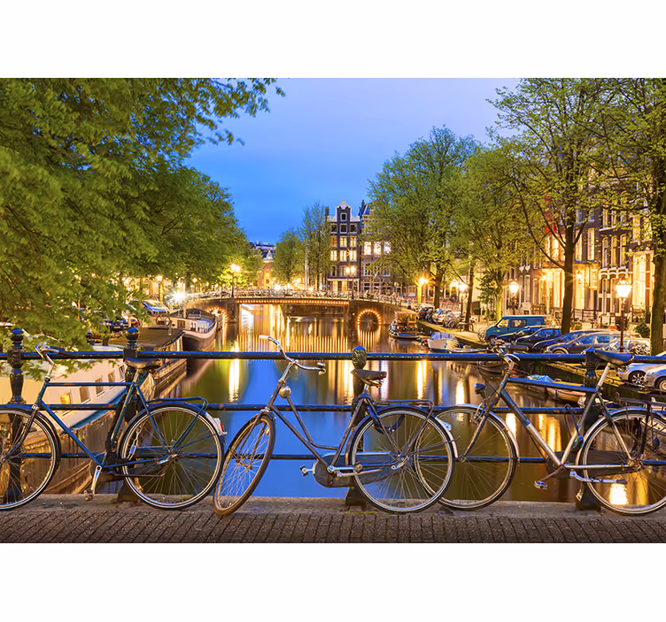 Amszterdami csatorna alkonyat Fototapéta Ámsterdam - TenStickers